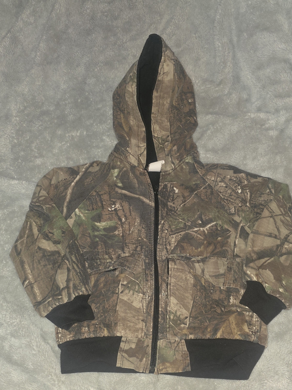 Vintage 80's Jordan Lee Kids' Camo Zip-Up Hoodie in Brown and Green